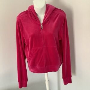 Juicy Couture Hot Pink Zip-Up Velour Hoodie Sz. L